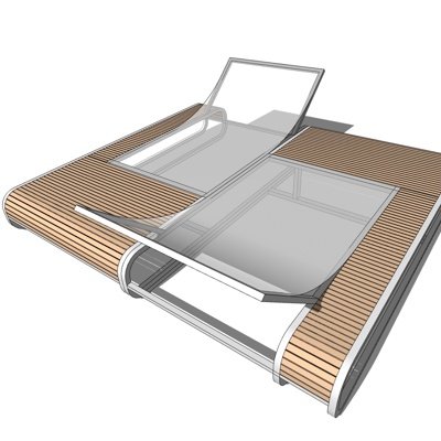 现代实木户外躺椅su模型