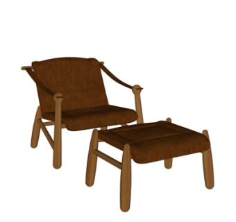 现代实木休闲椅su模型