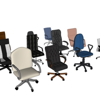 现代布艺办公椅su模型