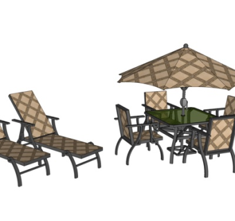现代户外休闲桌椅su模型
