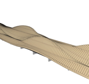 现代实木户外椅su模型