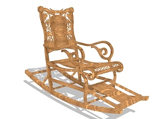 欧式古典摇椅su模型