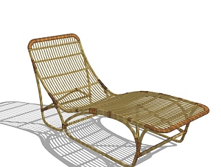 现代实木躺椅su模型
