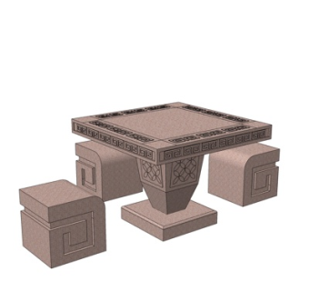 欧式古典休闲桌椅su模型