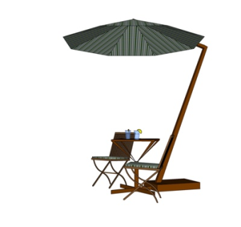 现代实木户外椅su模型