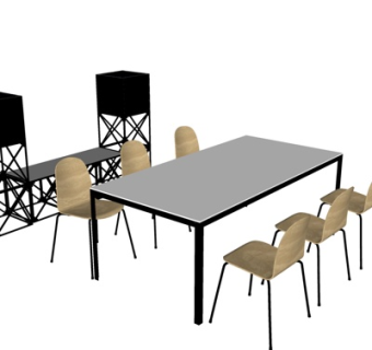 现代方形餐桌椅su模型