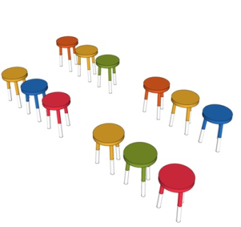 现代实木圆凳su模型