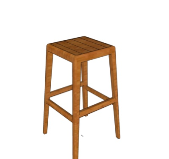 现代实木吧台椅su模型