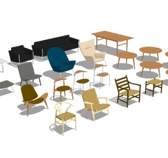 现代布艺休闲椅su模型