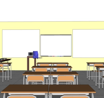 现代学校教室su模型