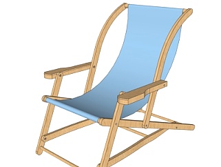 北欧实木躺椅su模型