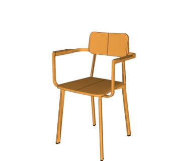 现代实木单椅su模型