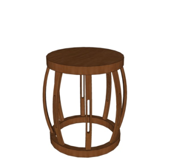 中式实木圆凳su模型