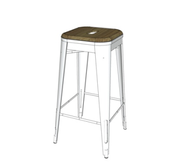 现代实木吧台椅su模型