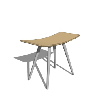 现代实木方凳su模型