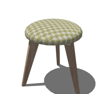 现代实木圆凳su模型