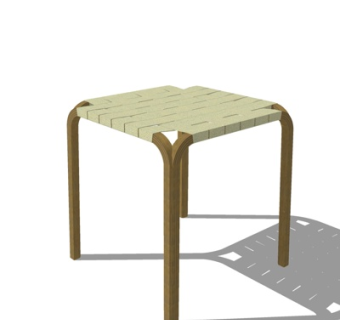 现代实木方凳su模型