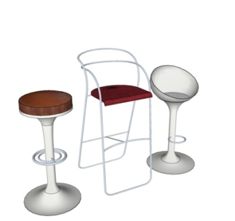 现代圆形吧台椅su模型