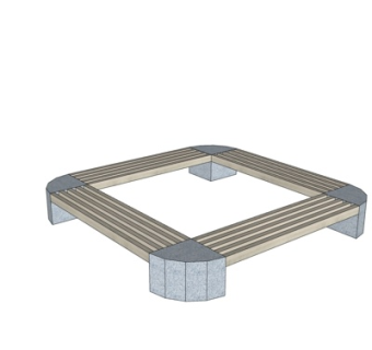 现代实木户外椅su模型
