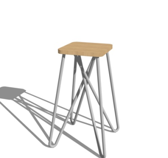 现代实木凳子su模型