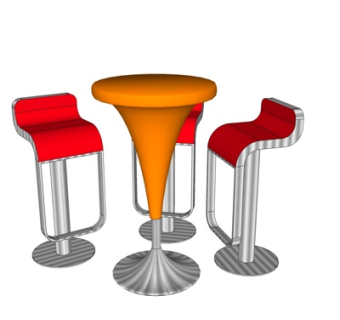 现代铁艺吧台椅su模型