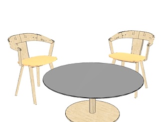 <em>北欧</em>实木休闲桌椅su模型