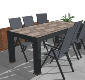 现代户外桌椅su模型