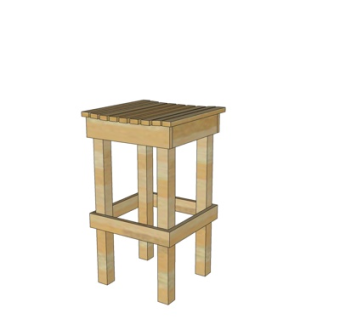 现代实木凳子su模型