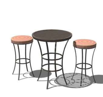现代铁艺吧台椅su模型