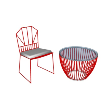 现代铁艺单椅su模型