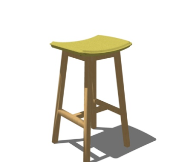 现代实木吧台椅su模型