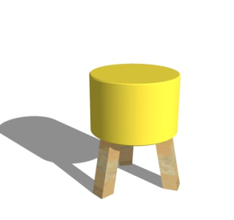 现代实木圆凳su模型