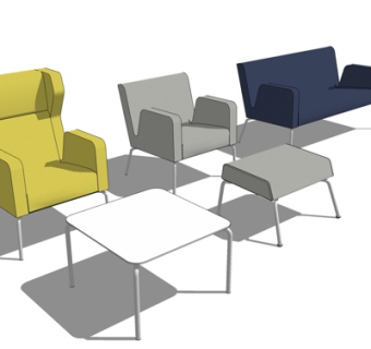 现代绒布休闲椅su模型