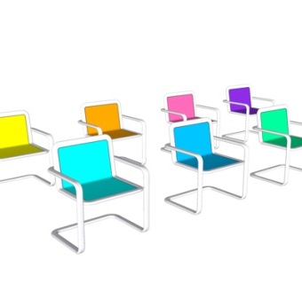 现代布艺办公椅su模型