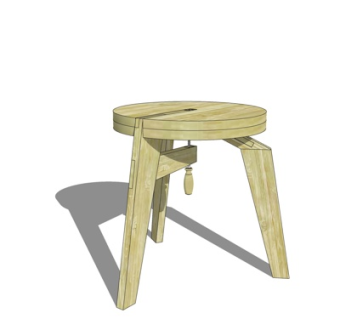 北欧原木圆凳su模型