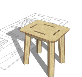 北欧原木凳子su模型