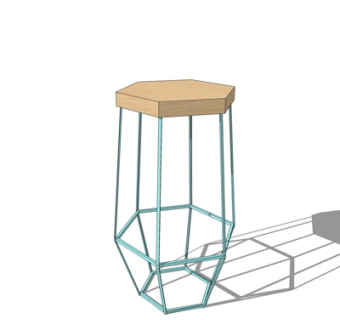 现代实木吧台椅su模型