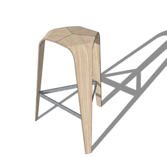 现代实木吧台椅su模型