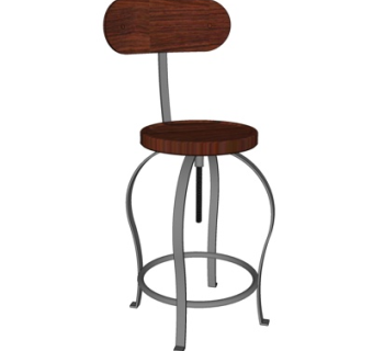 简欧实木休闲椅su模型