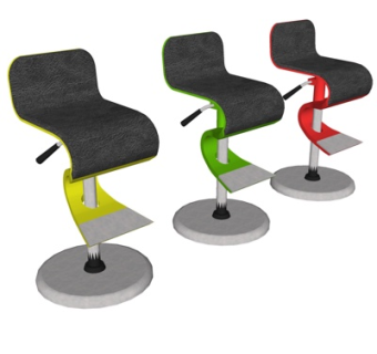 现代铁艺吧台椅su模型