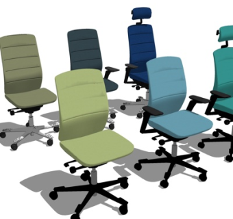 现代布艺办公椅su模型