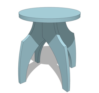 现代实木圆凳su模型