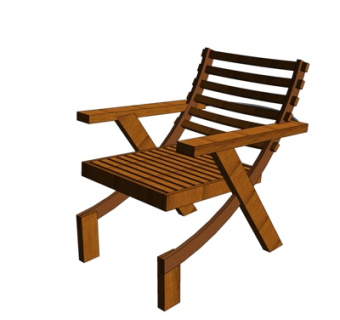 中式实木休闲椅su模型