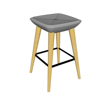 北欧实木吧台椅su模型