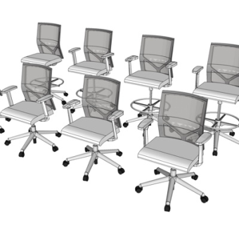 现代布艺办公椅su模型