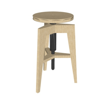 北欧实木圆凳su模型