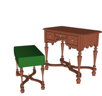 欧式实木书桌su模型