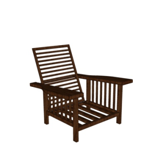 中式实木休闲椅su模型