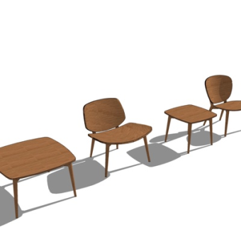 现代实木休闲椅su模型