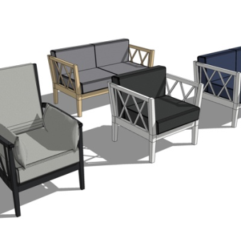 现代布艺休闲椅su模型